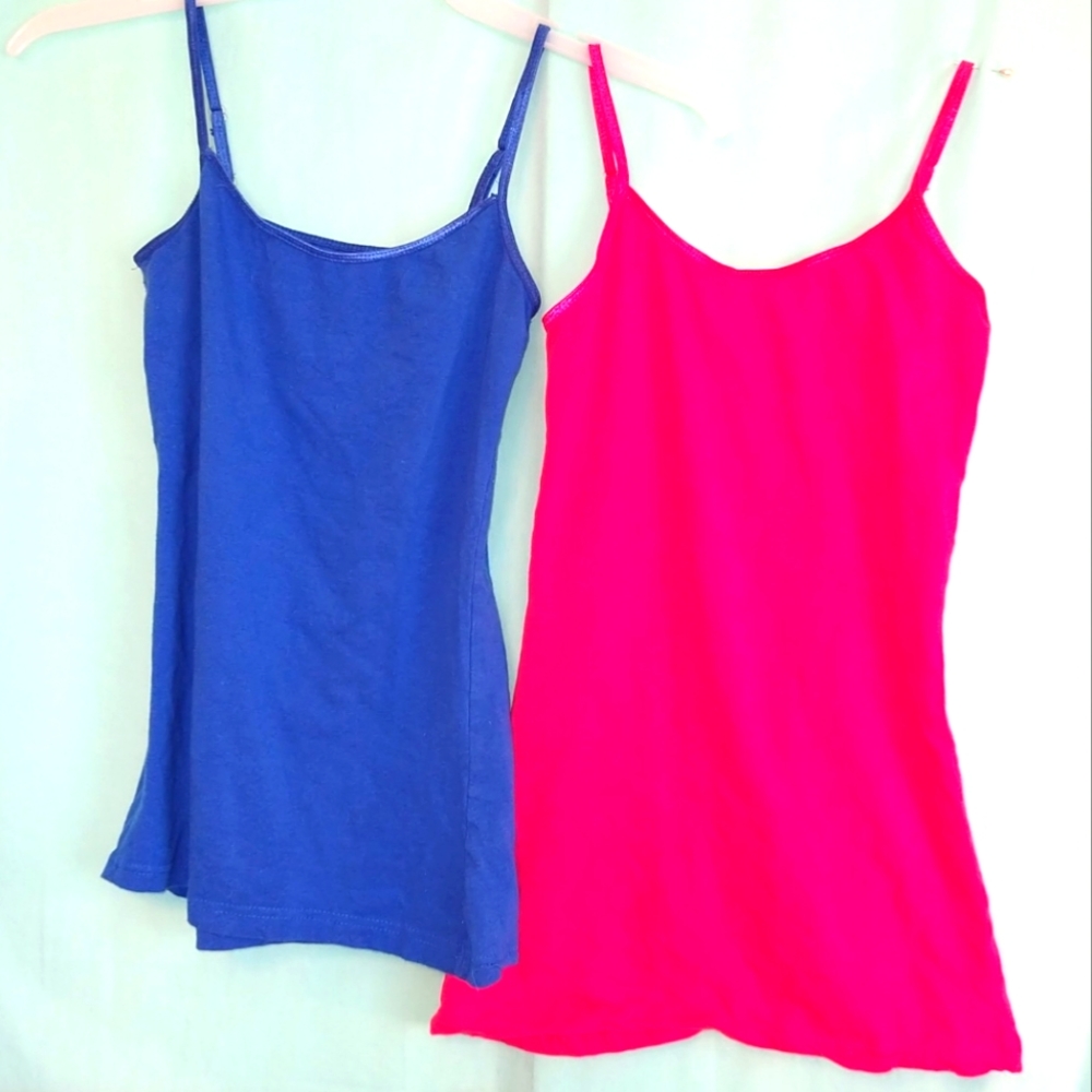 💅 BUNDLE 3/$15 Grip girls camisole tee shirts spaghetti strap pink blue 2